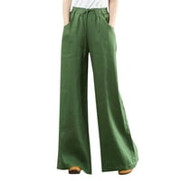 xiuh ежедневни панталони жени летни памучни спални панталони с високо талийско панталони панталони широк крак дълъг салон панталони с джобни панталони за крака зелени m