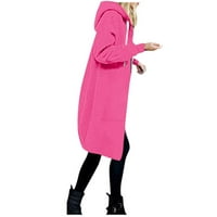 Клирънс дамско палто женски солиден цвят цип дълъг ръкав джобни топ блуза модна качулка палто