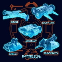 Junior's Battlebots Blue Neon Robots Graphic Tee Navy Blue голям