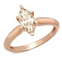 1,5ct маркиза отрязано шампанско симулиран диамант 18K розово злато годишнина годежен пръстен размер 5.5