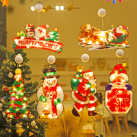 Коледни светлини за декор на прозореца, смукател прозорци висящи светлини низ Коледни парти декор подарък, голям, шейни Дядо Коледа