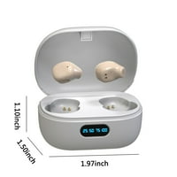 Слушалки за клирънс на CGLFD Безжични Bluetooth 5.2mini Ultra-Small Wireless Bluetooth слушалки с LED цифрова кутия за зареждане на дисплея, анулиране на шум с ниска мощност HD звук качество за офис спорт