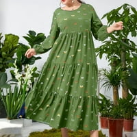 Vedolay женски рокли дамски летни памучни дълги рокли, зелени xxl