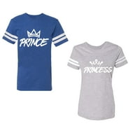 Prince & Princess Unise двойка, съвпадаща тениска в стил памучна фланелка, контрастиращи ивици на ръкави