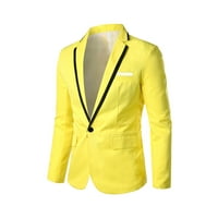Loyisvidion мъже Англия твърд цвят висококачествен ежедневен единичен костюм с жълт xxl