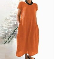 Рокли за лизингтеол за жени дами лято удобно свободно солиден цвят къса ръкав с дълъг рокля дамски рокли оранжеви
