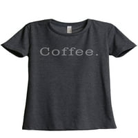 Кафе. Текст на женската мода от спокойна тениска тениска с въглен сив x-голям